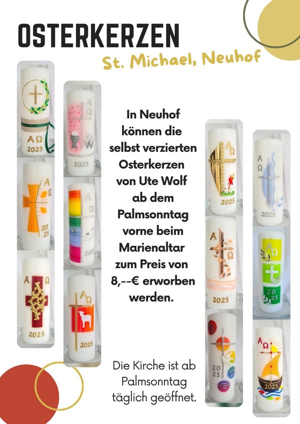 Verkauf verzierter Osterkerzen